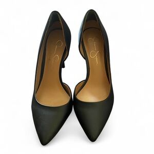 Jessica Simpson Black Leather Pointed Toe High Heels